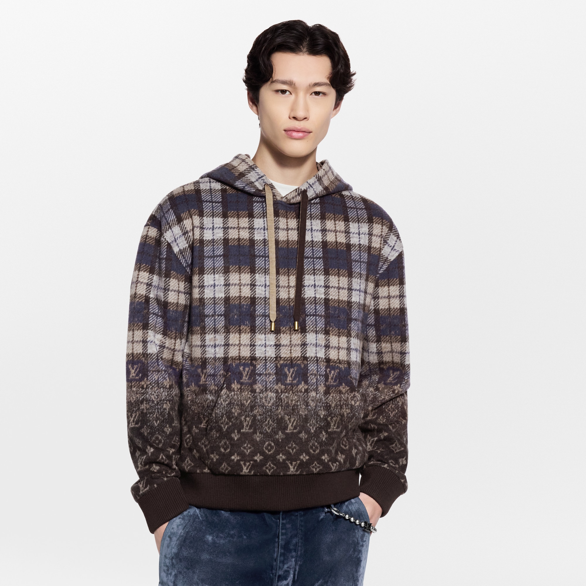 26SS 1AJCB2 モノグラム フェイデッド プレイド フーディ Monogram Faded Plaid Hoodie - Ready-to-Wear 1AJCB2 | LOUIS VUITTON